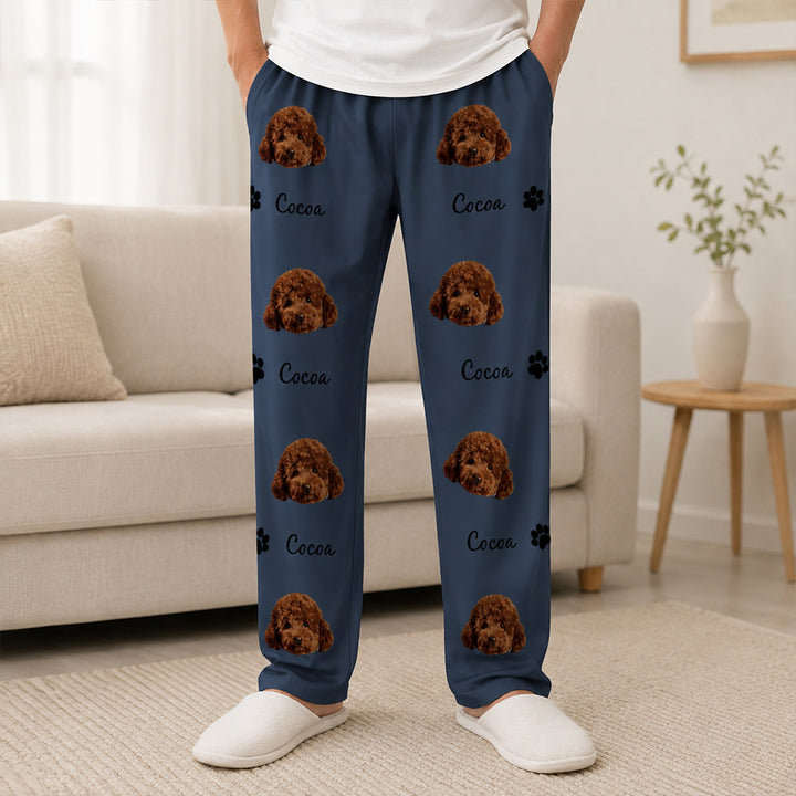 Personalized Pet Photo Pajama Pants with Cute Pattern Custom Photo and Name Lounge Pants for Adults and Kids Birthday Gift for Pet Lovers