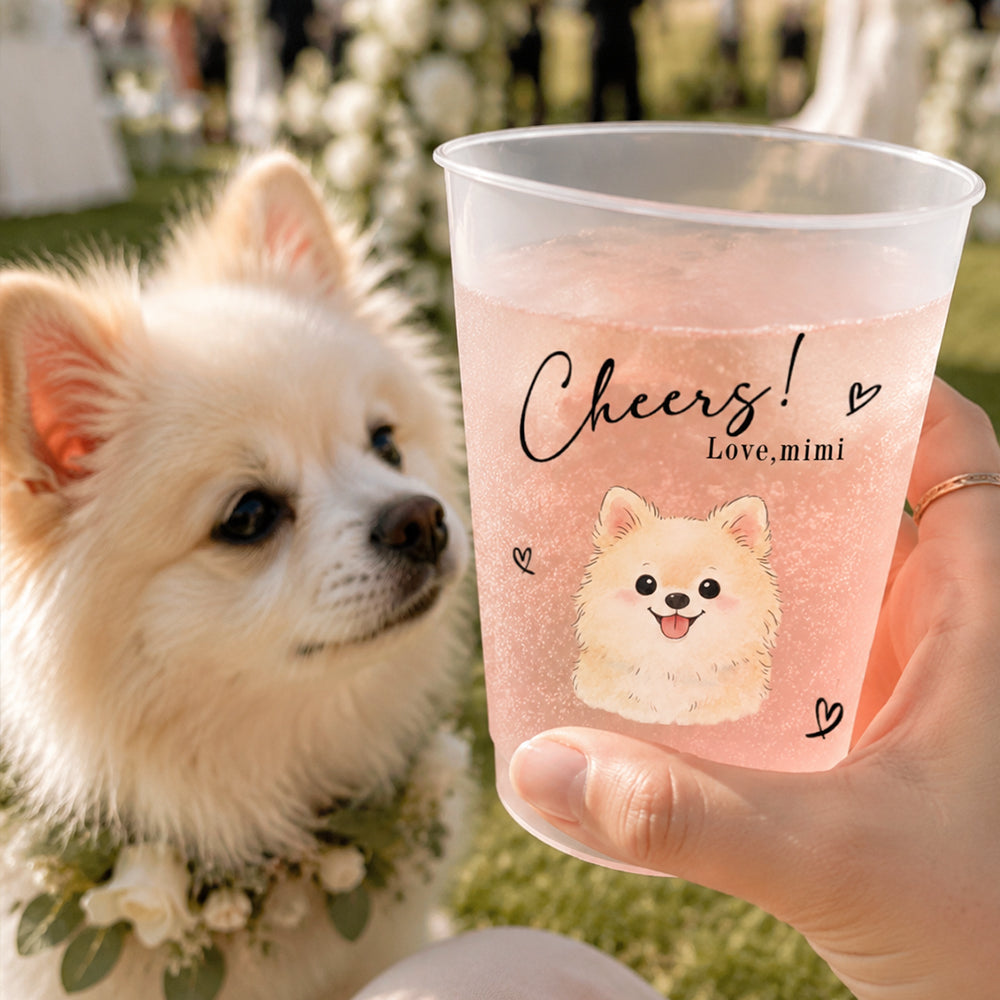 Personalized Pet Portrait Frosted Plastic Cups with Custom Name Set Reusable Wedding Party Favor Daily Drink Cups