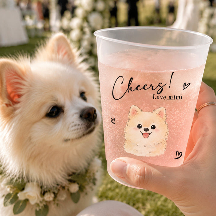 Personalized Pet Portrait Frosted Plastic Cups with Custom Name Set Reusable Wedding Party Favor Daily Drink Cups