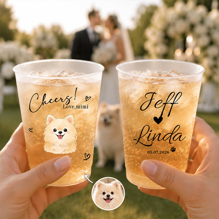 Personalized Pet Portrait Frosted Plastic Cups with Custom Name Set Reusable Wedding Party Favor Daily Drink Cups