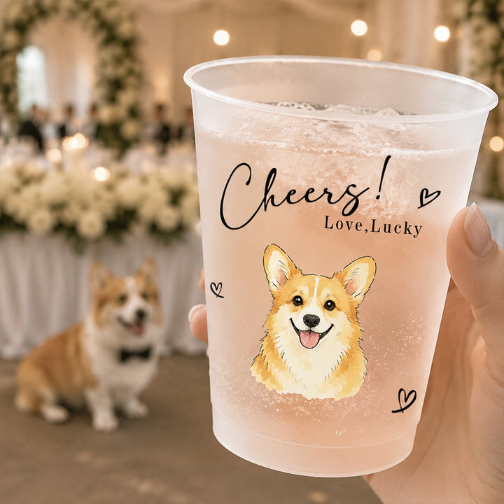 Personalized Pet Portrait Frosted Plastic Cups with Custom Name Set Reusable Wedding Party Favor Daily Drink Cups