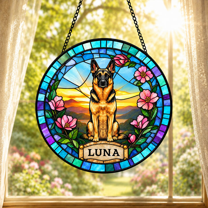 Personalized Pet Portrait Stained Glass Suncatcher Custom Pet Memorial Photo Suncatcher Pet Loss Keepsake Sympathy Gift