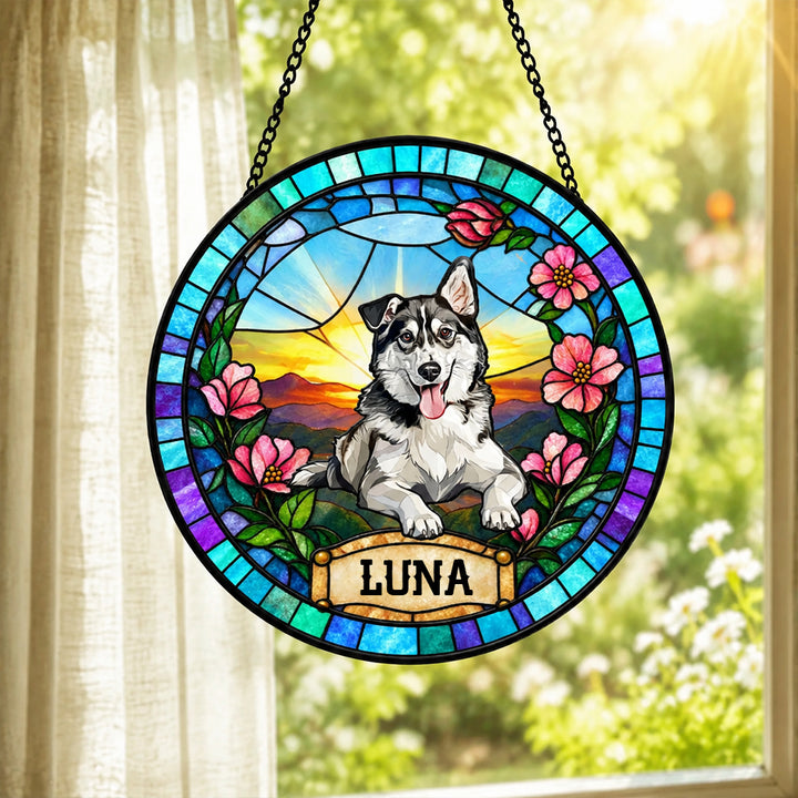 Personalized Pet Portrait Stained Glass Suncatcher Custom Pet Memorial Photo Suncatcher Pet Loss Keepsake Sympathy Gift