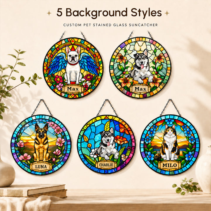 Personalized Pet Portrait Stained Glass Suncatcher Custom Pet Memorial Photo Suncatcher Pet Loss Keepsake Sympathy Gift