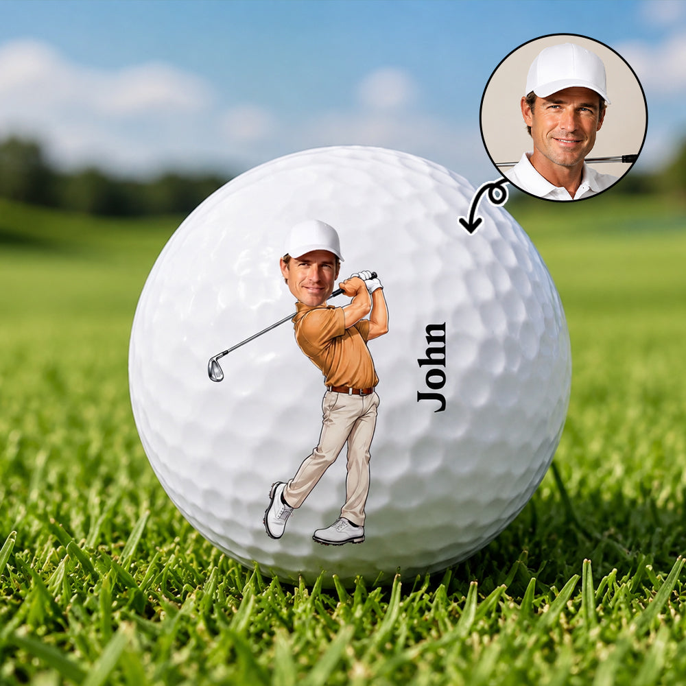 Personalized Photo Golf Ball with Custom Name Custom Avatar Golfer Accessories Training Competition Birthday Gift for Golf Players &amp; Lovers