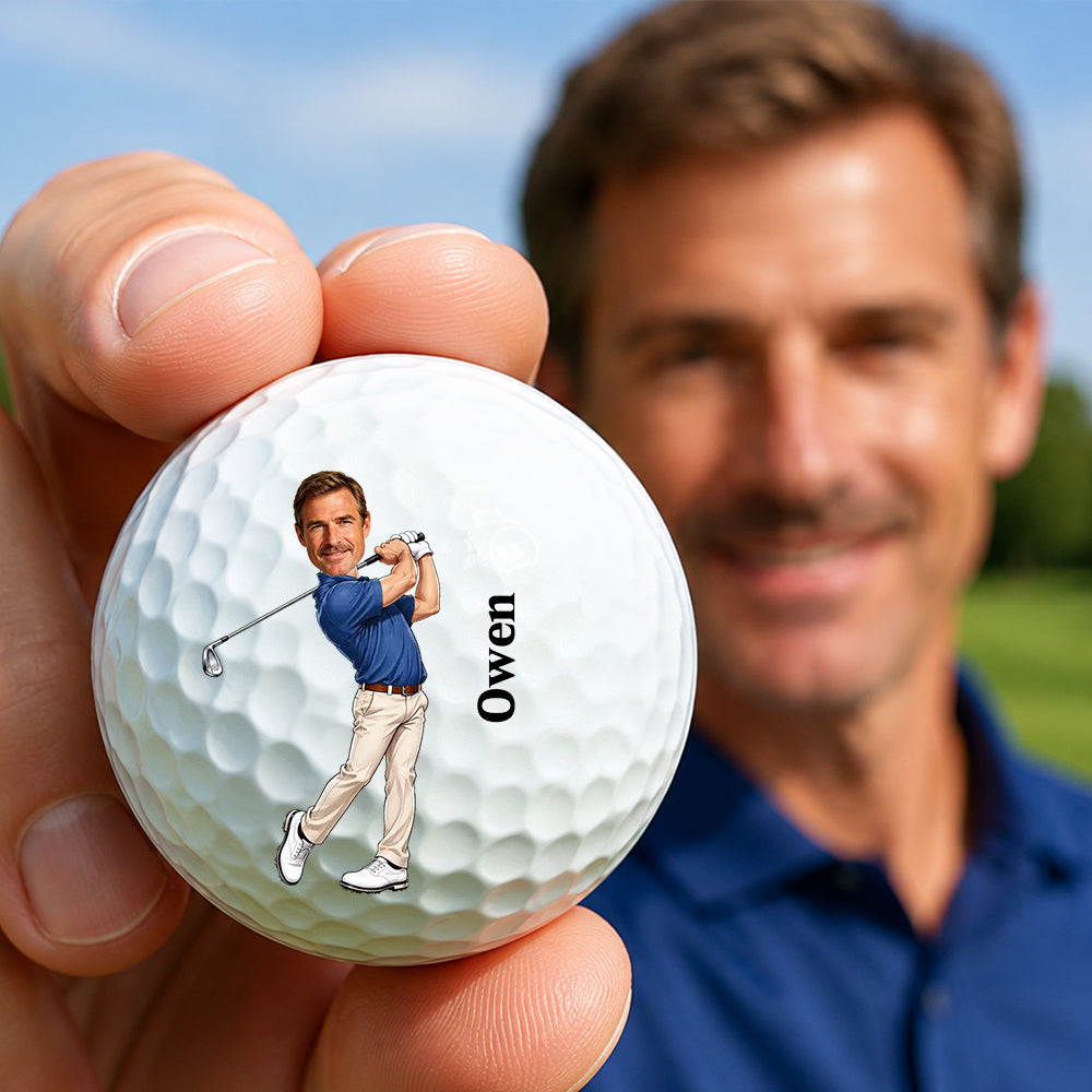 Personalized Photo Golf Ball with Custom Name Custom Avatar Golfer Accessories Training Competition Birthday Gift for Golf Players &amp; Lovers