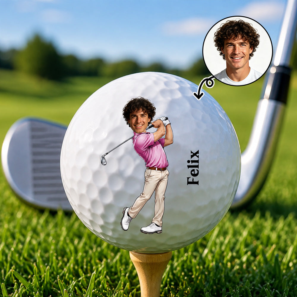 Personalized Photo Golf Ball with Custom Name Custom Avatar Golfer Accessories Training Competition Birthday Gift for Golf Players &amp; Lovers