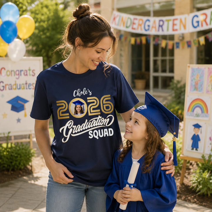 Personalized Photo Name Graduation Shirt Class of 2026 for Celebration Family Friends