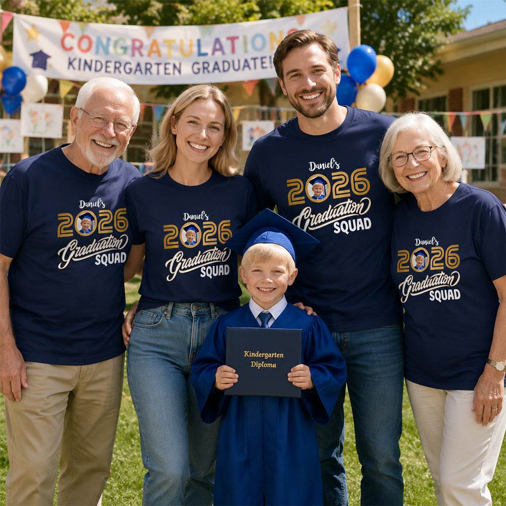 Personalized Photo Name Graduation Shirt Class of 2026 for Celebration Family Friends