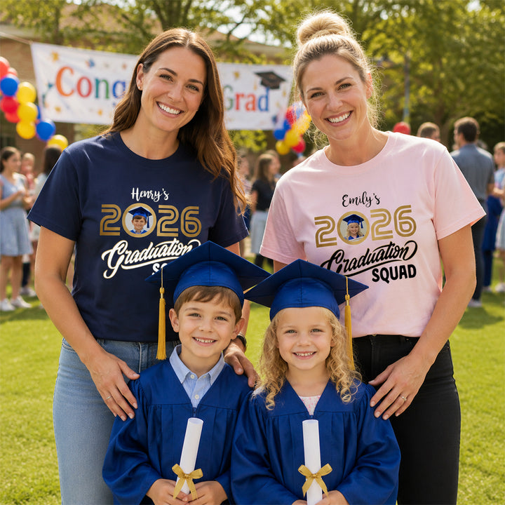 Personalized Photo Name Graduation Shirt Class of 2026 for Celebration Family Friends