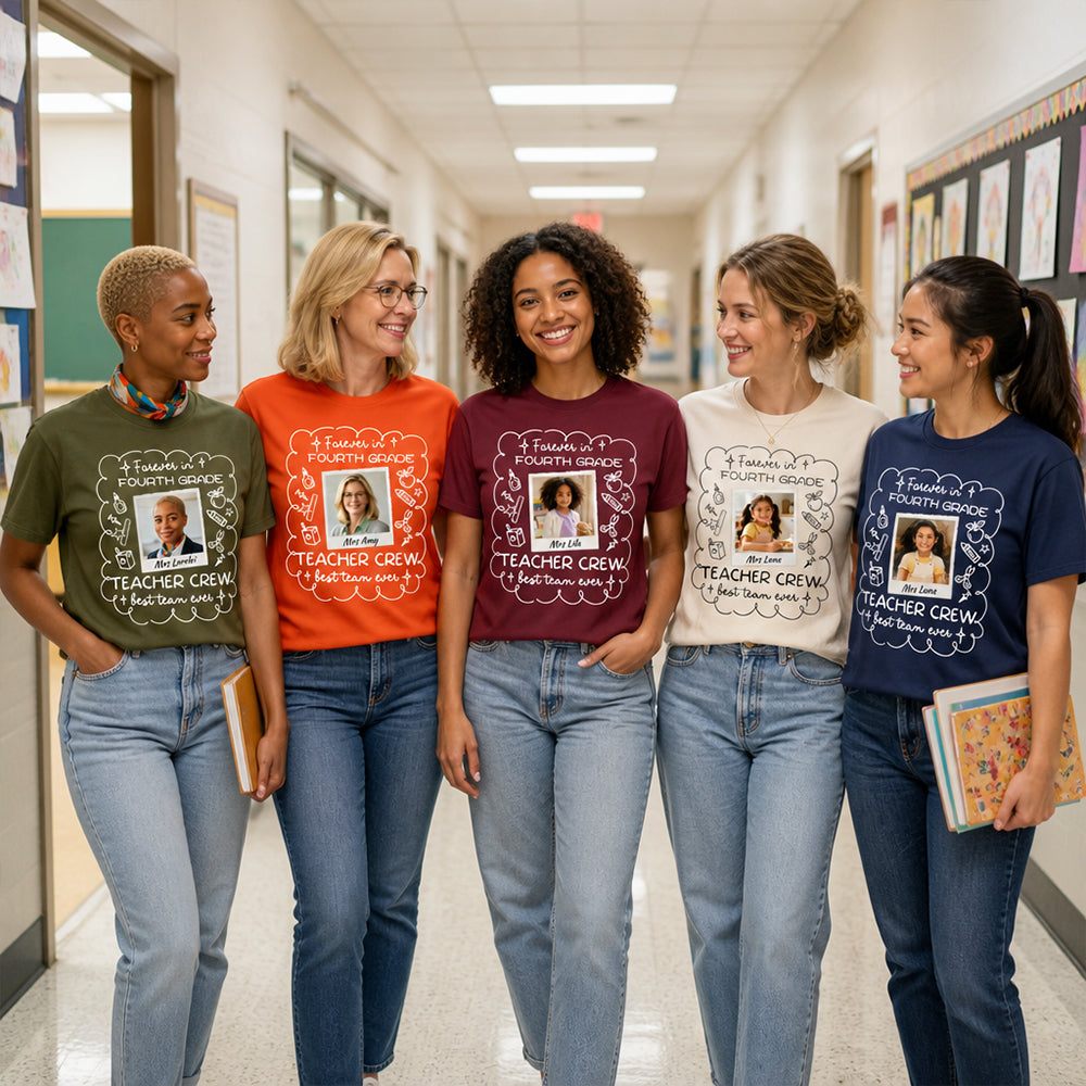 Personalized Photo Teacher Crew T-Shirt Forever In Best Team Ever Teacher Shirt Back to School Gift for Teachers