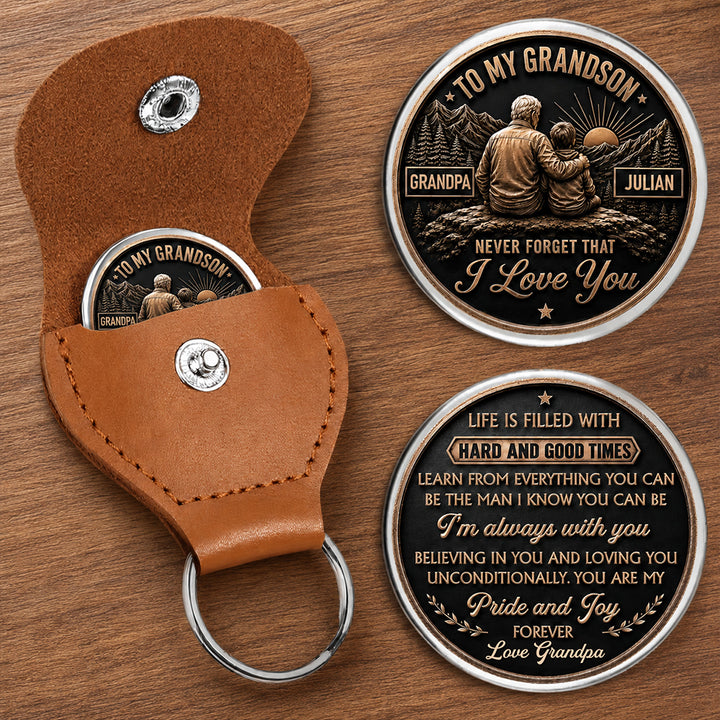 Personalized Pocket Hug for Grandson Custom Keepsake Token with Name Inspirational Pocket Hug Birthday Gift for Grandson from Grandma Grandpa