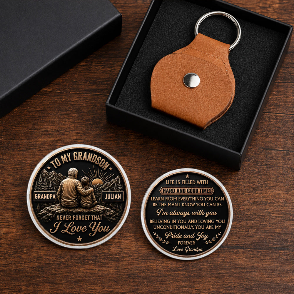 Personalized Pocket Hug for Grandson Custom Keepsake Token with Name Inspirational Pocket Hug Birthday Gift for Grandson from Grandma Grandpa