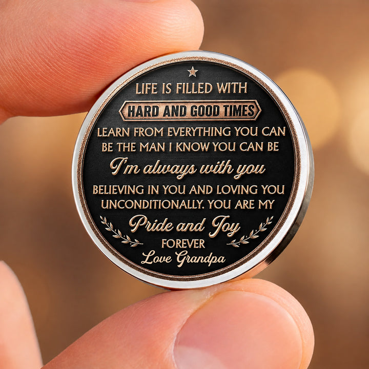 Personalized Pocket Hug for Grandson Custom Keepsake Token with Name Inspirational Pocket Hug Birthday Gift for Grandson from Grandma Grandpa