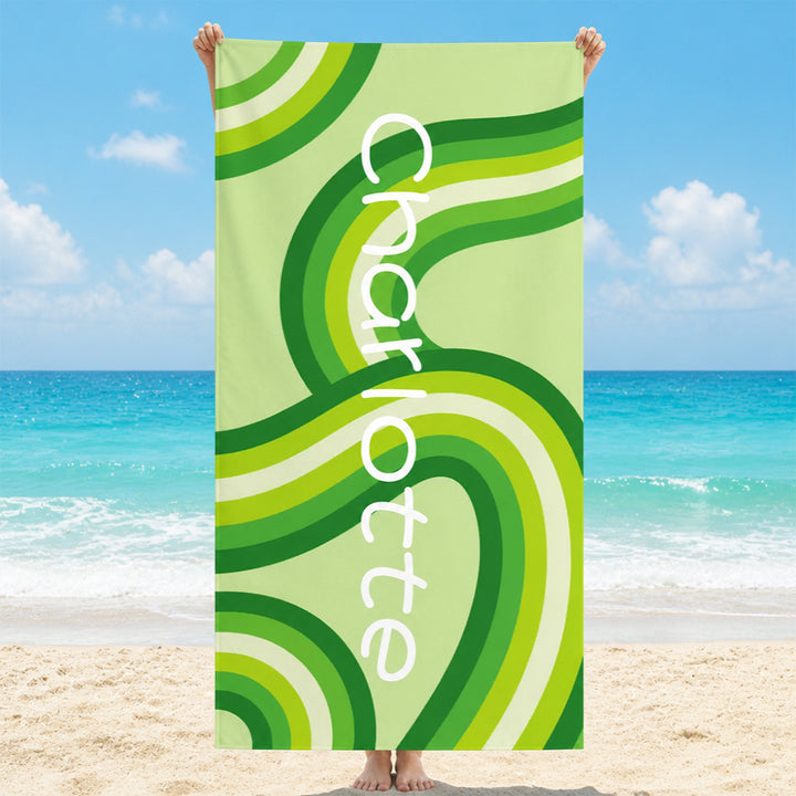 Personalized Rainbow Kids Beach Towel Summer Vacation Gift for Girl and Boy
