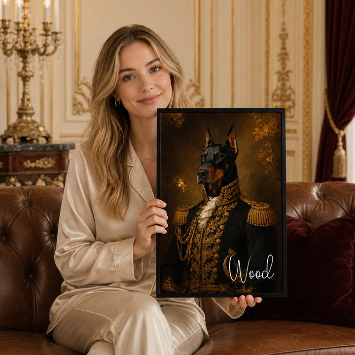 Personalized Royal Pet Portrait Oil Painted Canvas Print Custom Photo with Name Regal Artwork Home Decor Gift for Dog Cat Lovers Birthday Keepsake