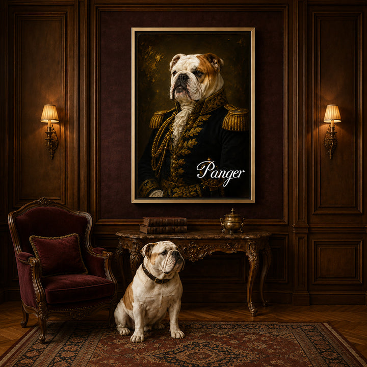 Personalized Royal Pet Portrait Oil Painted Canvas Print Custom Photo with Name Regal Artwork Home Decor Gift for Dog Cat Lovers Birthday Keepsake