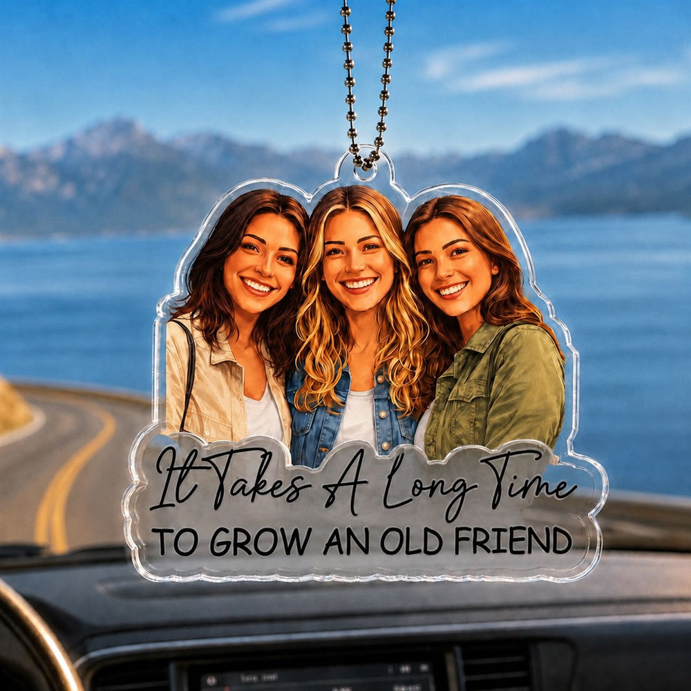 Personalized Semi Realistic Photo Acrylic Portrait Keepsake Keychain Fridge Magnet Car Hanger Visor Clip Gift to Capture Precious Moments with Best Friend