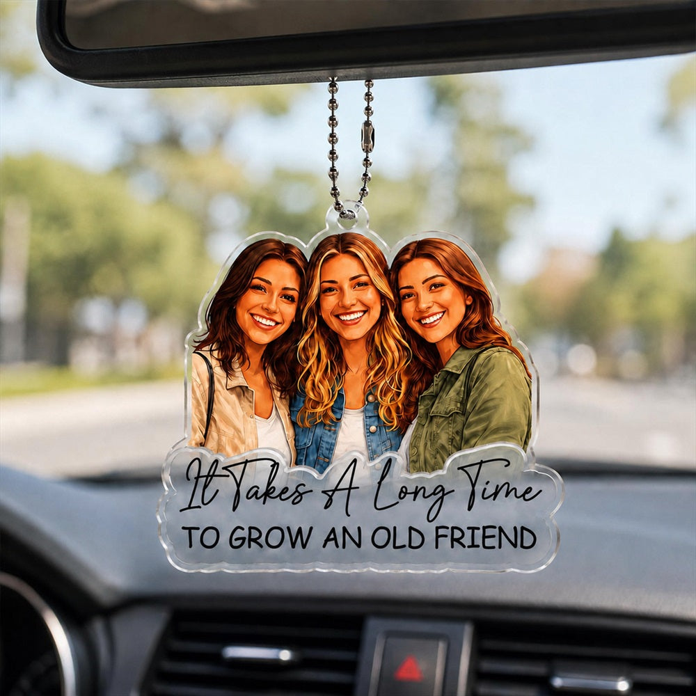 Personalized Semi Realistic Photo Acrylic Portrait Keepsake Keychain Fridge Magnet Car Hanger Visor Clip Gift to Capture Precious Moments with Best Friend