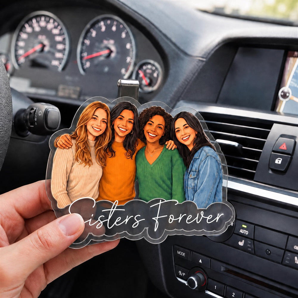Personalized Semi Realistic Photo Acrylic Portrait Keepsake Keychain Fridge Magnet Car Hanger Visor Clip Gift to Capture Precious Moments with Best Friend