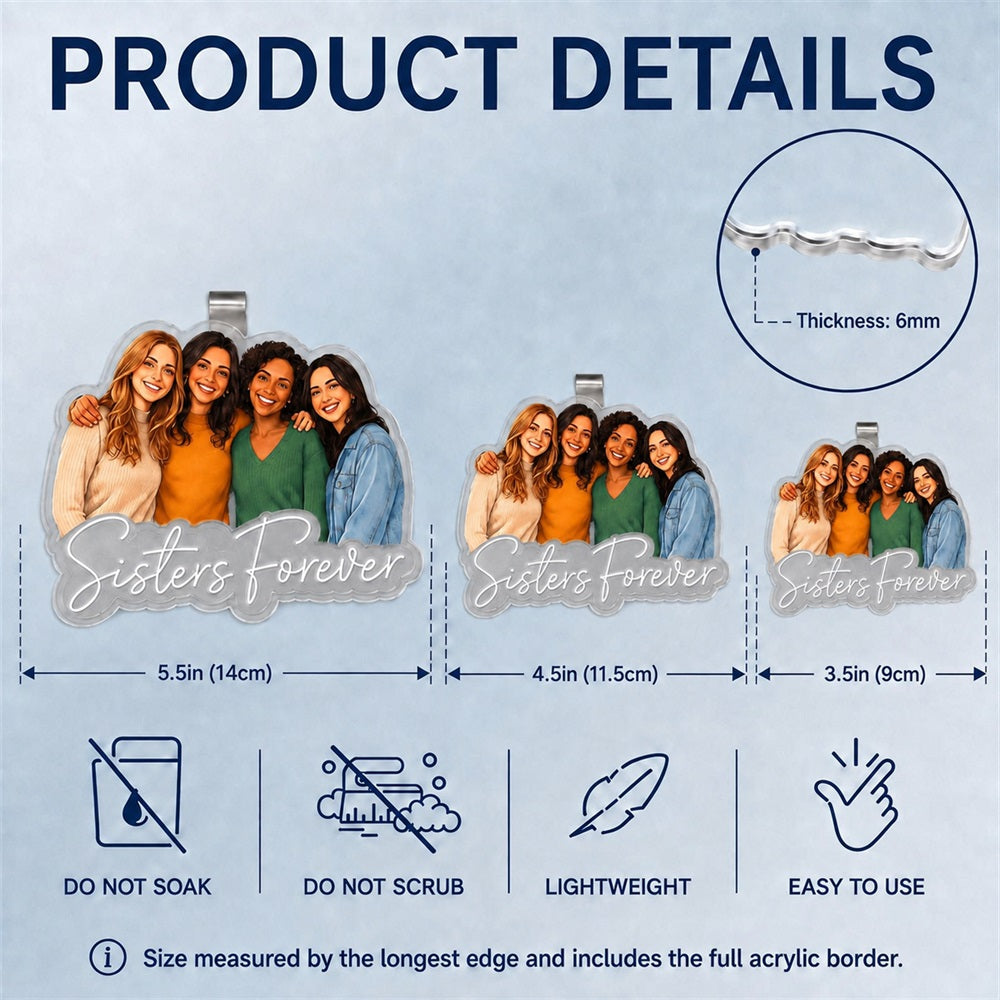 Personalized Semi Realistic Photo Acrylic Portrait Keepsake Keychain Fridge Magnet Car Hanger Visor Clip Gift to Capture Precious Moments with Best Friend