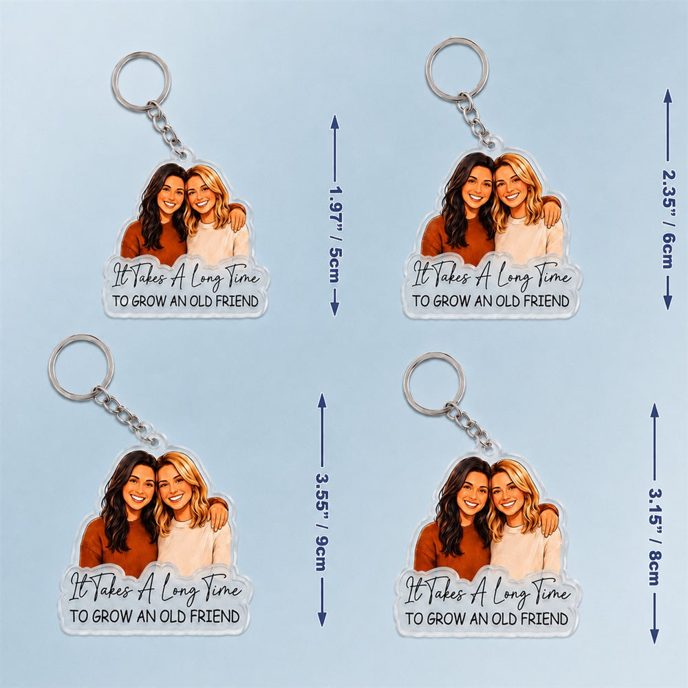 Personalized Semi Realistic Photo Acrylic Portrait Keepsake Keychain Fridge Magnet Car Hanger Visor Clip Gift to Capture Precious Moments with Best Friend