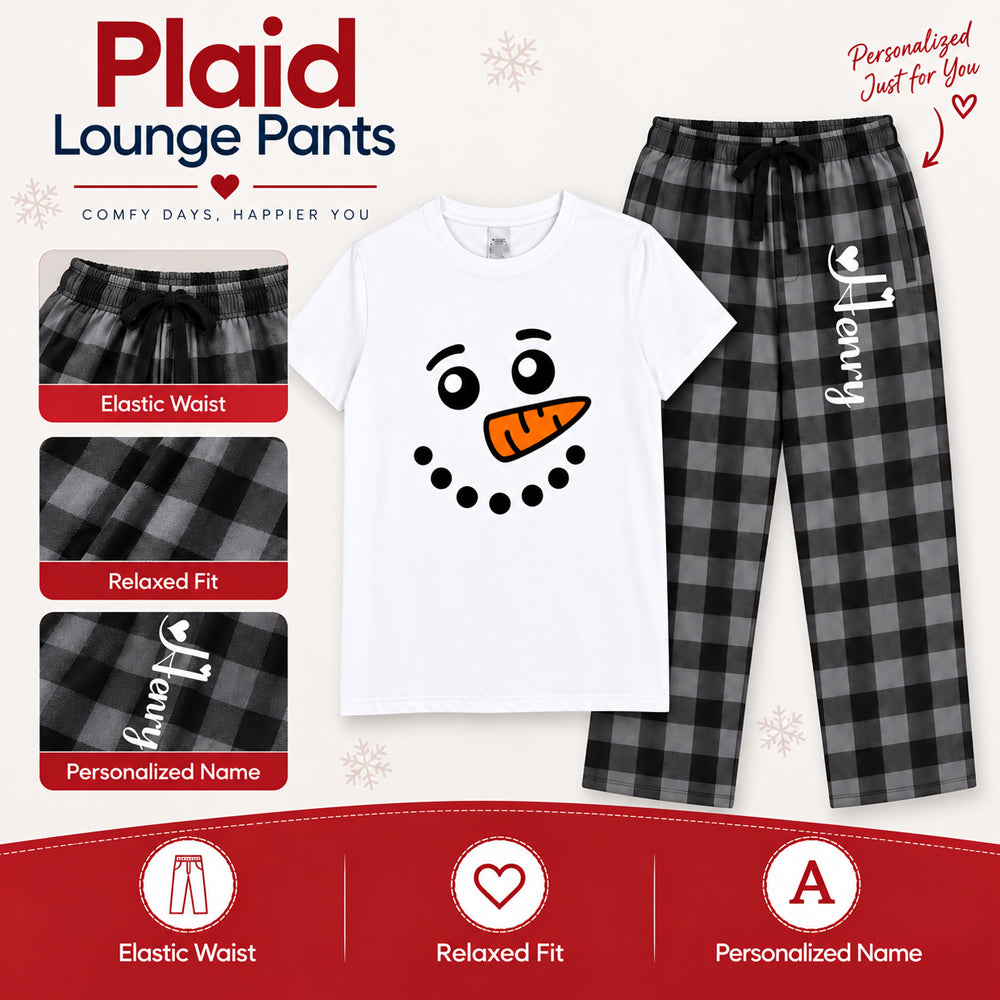 Personalized Snowman Couples Christmas Pajama Set Custom Matching Holiday Sleepwear with Names Cozy Christmas Gift for Couples