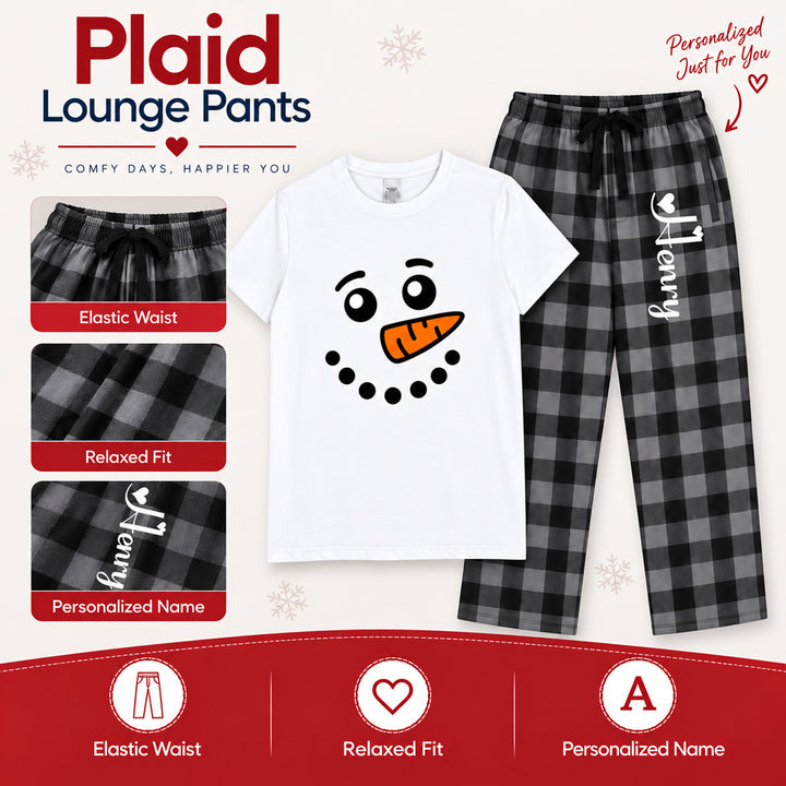 Personalized Snowman Couples Christmas Pajama Set Custom Matching Holiday Sleepwear with Names Cozy Christmas Gift for Couples