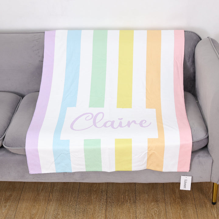 Echoment - Personalized Striped Beach Towel Custom Name Cabana Stripe Pool Towel  Summer Vacation Gifts