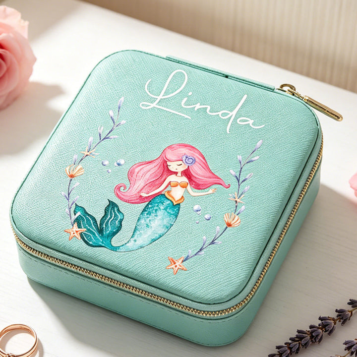 Personalized Unicorn Jewelry Box Custom Name Leather Travel Friendly Keepsake Organizer Gift for Girl