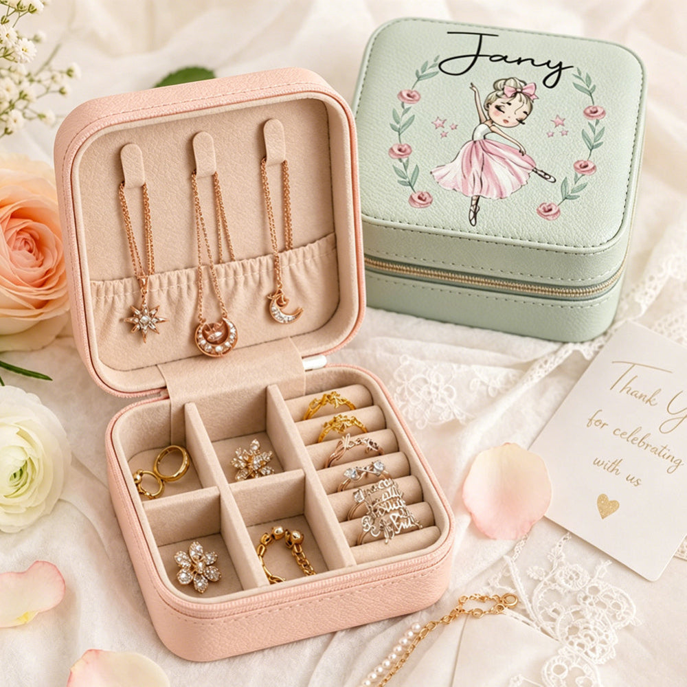 Personalized Unicorn Jewelry Box Custom Name Leather Travel Friendly Keepsake Organizer Gift for Girl