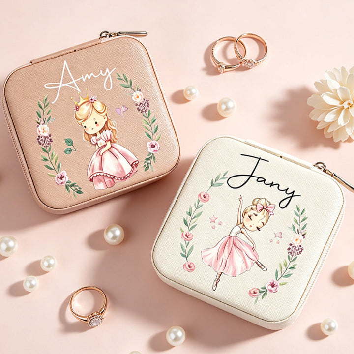 Personalized Unicorn Jewelry Box Custom Name Leather Travel Friendly Keepsake Organizer Gift for Girl