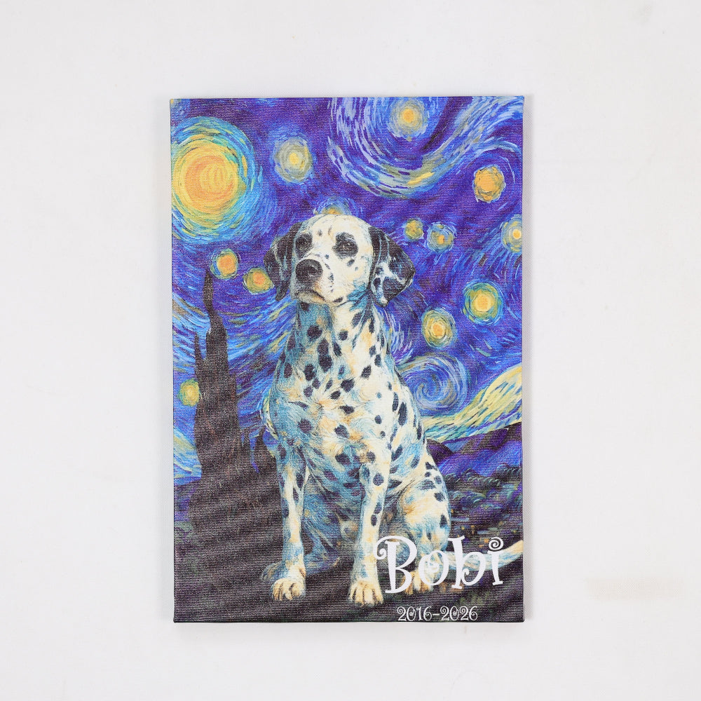 Echoment - Personalized Van Gogh Style Pet Portrait Canvas Print Custom Starry Night Oil Painting Effect Pet Memorial Gift for Dog &amp; Cat Lovers