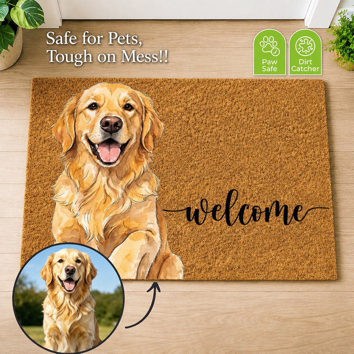 Personalized Watercolor Pet Coir Doormat Custom Name Color Block Pet Welcome Mat Housewarming Gift for Dog Lovers