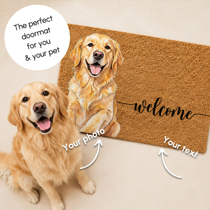 Personalized Watercolor Pet Coir Doormat Custom Name Color Block Pet Welcome Mat Housewarming Gift for Dog Lovers