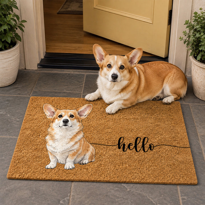 Personalized Watercolor Pet Coir Doormat Custom Name Color Block Pet Welcome Mat Housewarming Gift for Dog Lovers