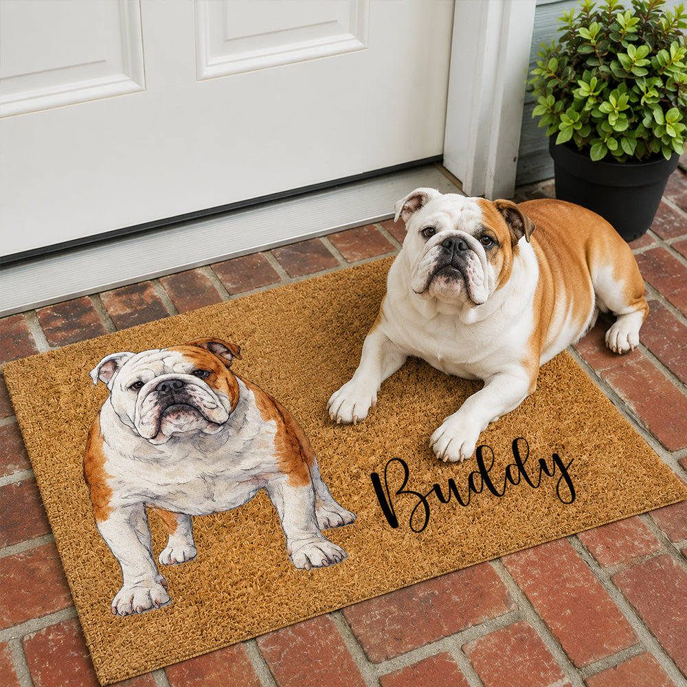 Personalized Watercolor Pet Coir Doormat Custom Name Color Block Pet Welcome Mat Housewarming Gift for Dog Lovers