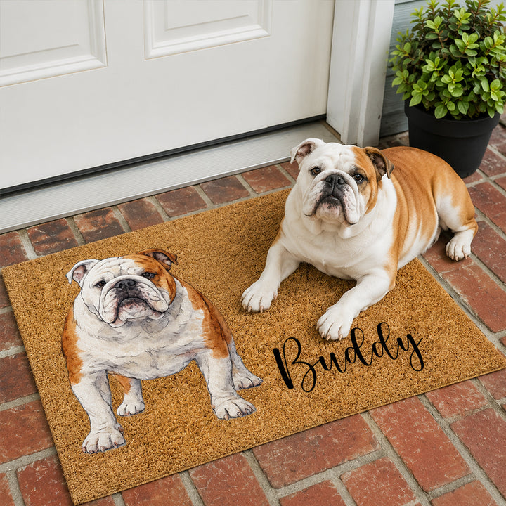 Personalized Watercolor Pet Coir Doormat Custom Name Color Block Pet Welcome Mat Housewarming Gift for Dog Lovers