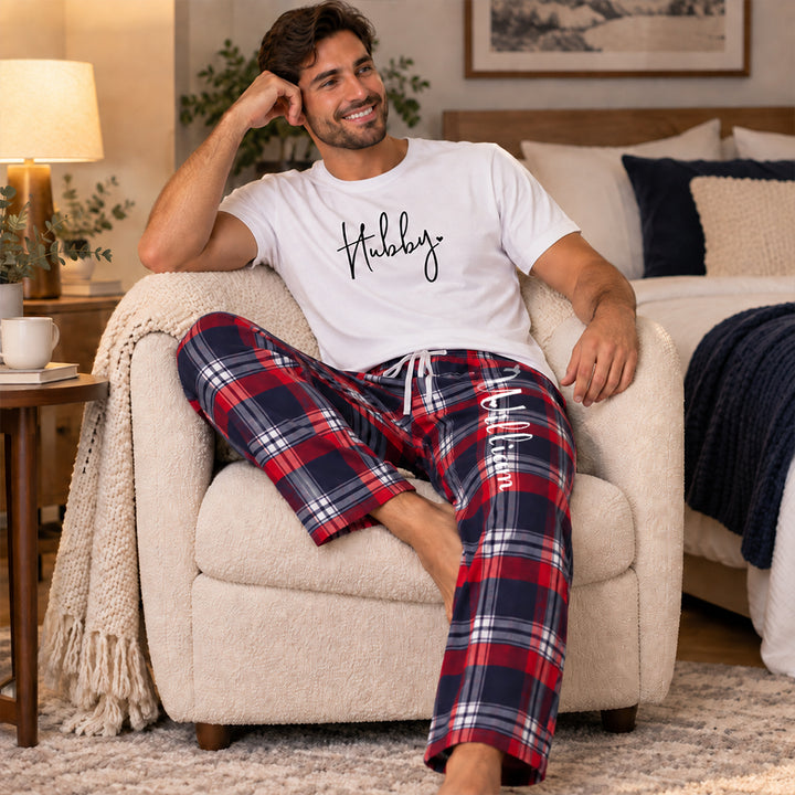 Personalized Wifey Hubby Couples Christmas Pajama Set Custom Matching Holiday Sleepwear with Names Cozy Christmas Gift for Couples