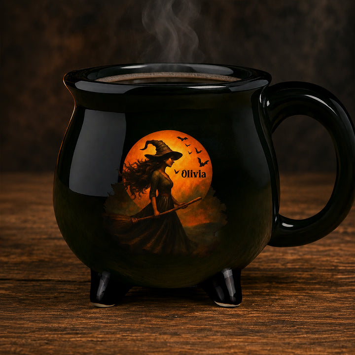 Personalized Witch Cauldron Coffee Mug Custom Halloween Witchy Design with Name Spooky Coffee Cup Halloween Gift for Best Friends Sisters Family and Witch Lovers