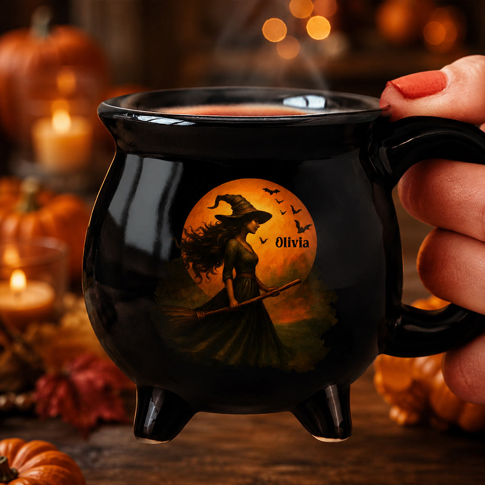 Personalized Witch Cauldron Coffee Mug Custom Halloween Witchy Design with Name Spooky Coffee Cup Halloween Gift for Best Friends Sisters Family and Witch Lovers