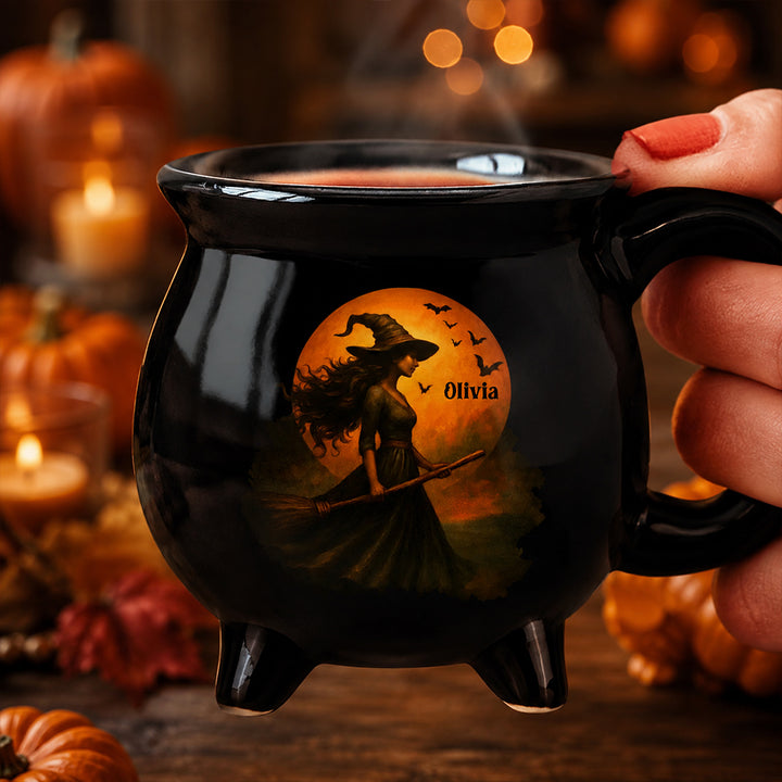 Personalized Witch Cauldron Coffee Mug Custom Halloween Witchy Design with Name Spooky Coffee Cup Halloween Gift for Best Friends Sisters Family and Witch Lovers