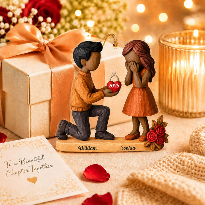 She Said YES - Personalized Acrylic Proposal Ornament Ultimate Engagement Gift for Couples
