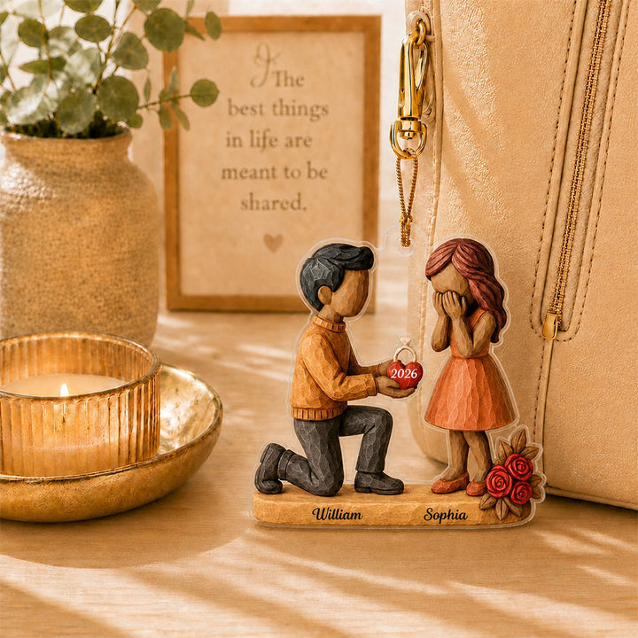 She Said YES - Personalized Acrylic Proposal Ornament Ultimate Engagement Gift for Couples