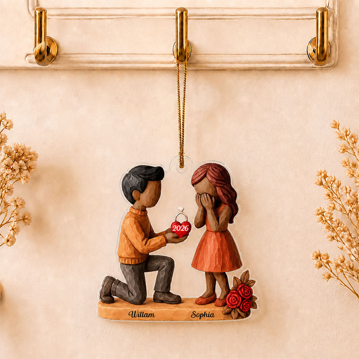 She Said YES - Personalized Acrylic Proposal Ornament Ultimate Engagement Gift for Couples