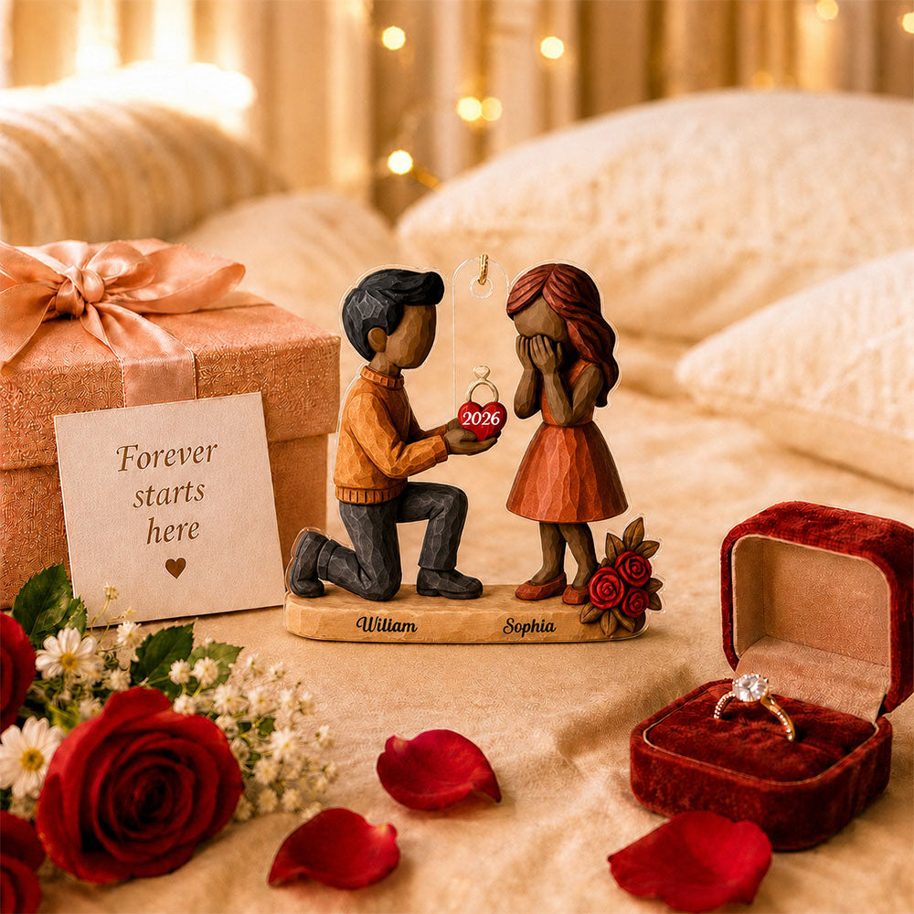 She Said YES - Personalized Acrylic Proposal Ornament Ultimate Engagement Gift for Couples