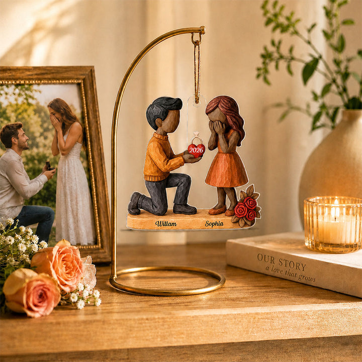 She Said YES - Personalized Acrylic Proposal Ornament Ultimate Engagement Gift for Couples
