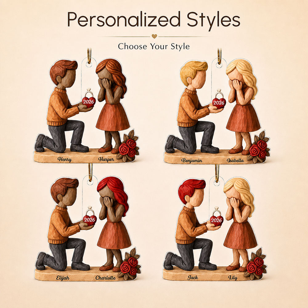She Said YES - Personalized Acrylic Proposal Ornament Ultimate Engagement Gift for Couples