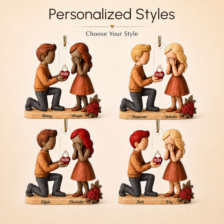 She Said YES - Personalized Acrylic Proposal Ornament Ultimate Engagement Gift for Couples