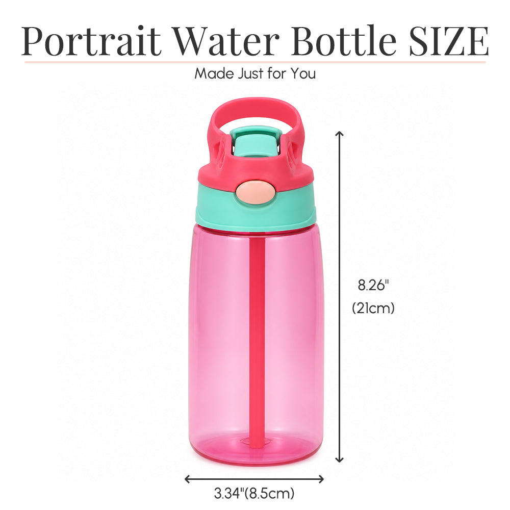 Personalized Portrait Water Bottle Custom Name Cartoon Sports Bottle with Straw Gifts For Kids